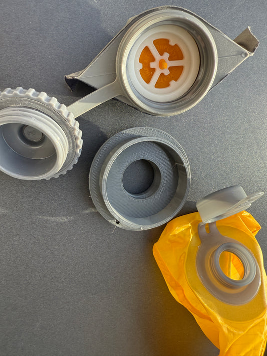 3D-Druckfile zum Gratis Runterladen: Adapter für Ventile mit 42mm Aussendurchmesser und innerer Dreh-Klappe zum EXPED's Schnozzel Pumpbag und anderen EXPED Pumpen